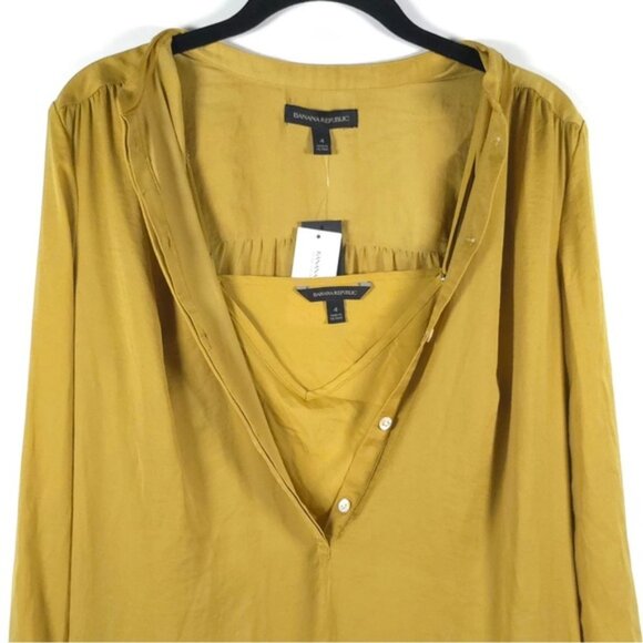 NWT BANANA REPUBLIC Chartreuse Silky Tiered Ruffle Drop Waist Mini Dress Sz 4 - Picture 6 of 16